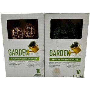 Garden Party Wired String Lights‎ Cactus Pineapple 10 Lights Set Indoor